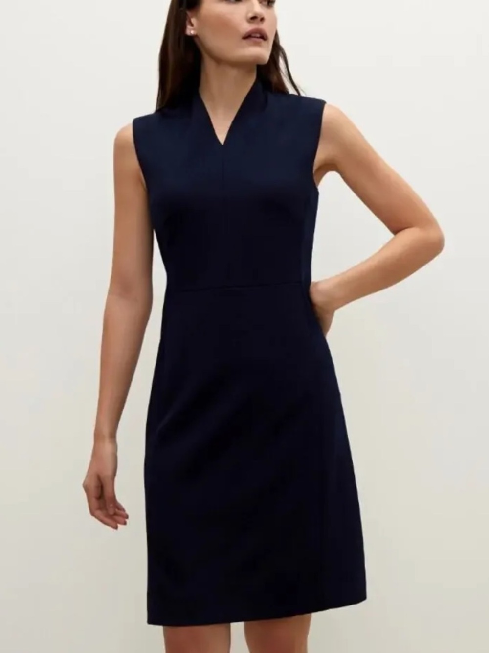 MM Lefleur Aditi Sleeveless Navy V-Neck Sheath Dress